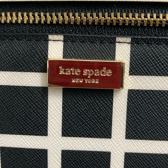 Kate Spade Laurel Way Tinie Checked Leather Wristlet, Black White, NWOT - Picture 4 of 14
